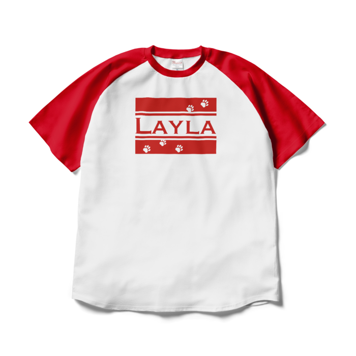 ラグランTシャツ - XL - ホワイト×レッド