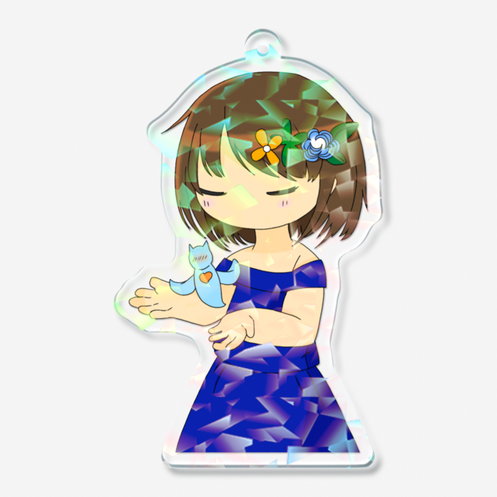 ホログラムアクリルキーホルダー - 70 × 70mm - クリスタル