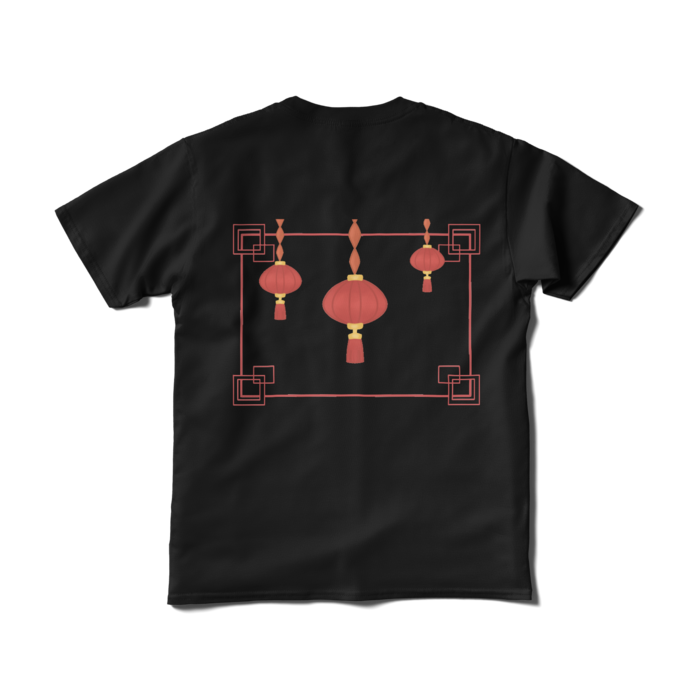 半袖Tシャツ S 黒 赤中華