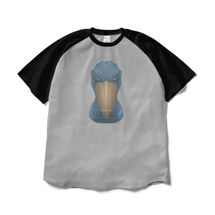 ラグランTシャツ - XL - 杢グレー×ブラック