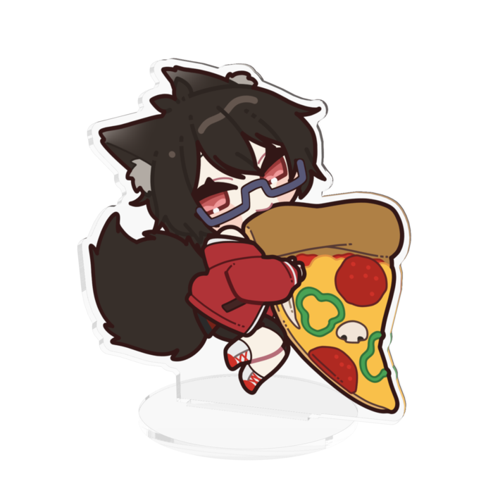 アクリルフィギュア - 100x100mm(きつね+ピザ)