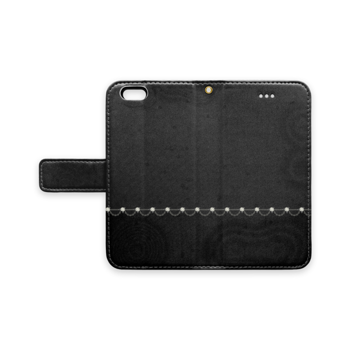 手帳型iPhoneケース iPhone 6 / 6s ベルトあり+穴あり 白薔薇×黒色