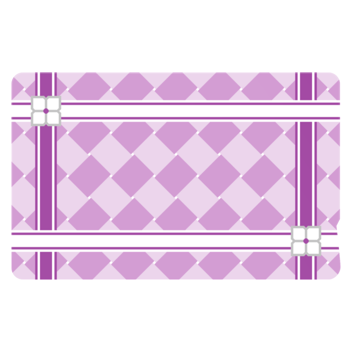 四枚花＆編み込みリボンのICカードステッカー(パープル系)