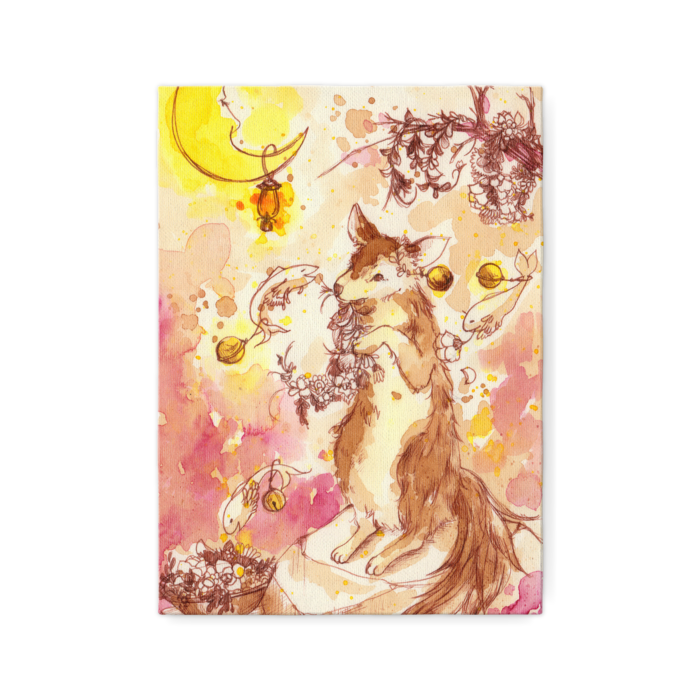 アートキャンバス 月明かりの狼 ｆ４ 印刷 アート 水彩イラスト雑貨colore Booth