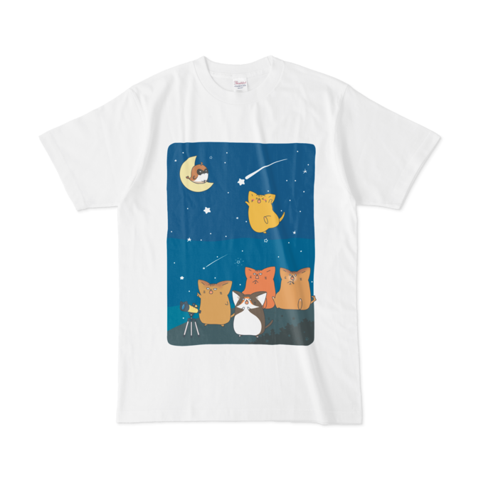 いなかの夜空Tシャツ - L - 白