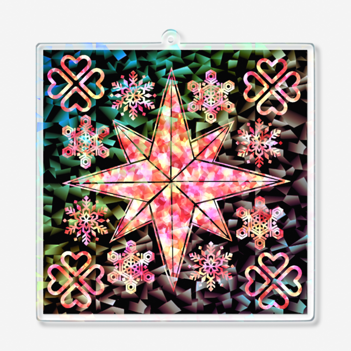 ホログラムアクリルキーホルダー - 100 × 100mm(ルビー)
