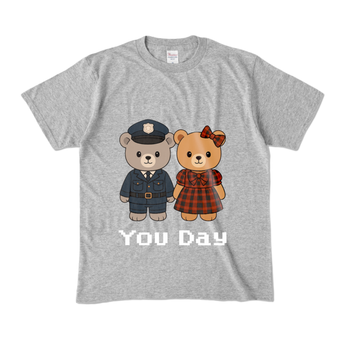 カラーTシャツ - M - 杢グレー (濃色)   - 文字ホワイト