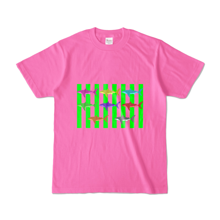 (グリーン)カラーTシャツ - S - ピンク (濃色)(1)