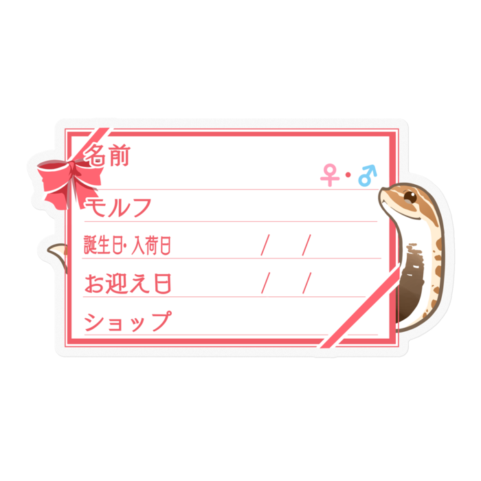 【🐍お名前ステッカー】シシバナ(アナコンダ) ‐リボン／ピンク