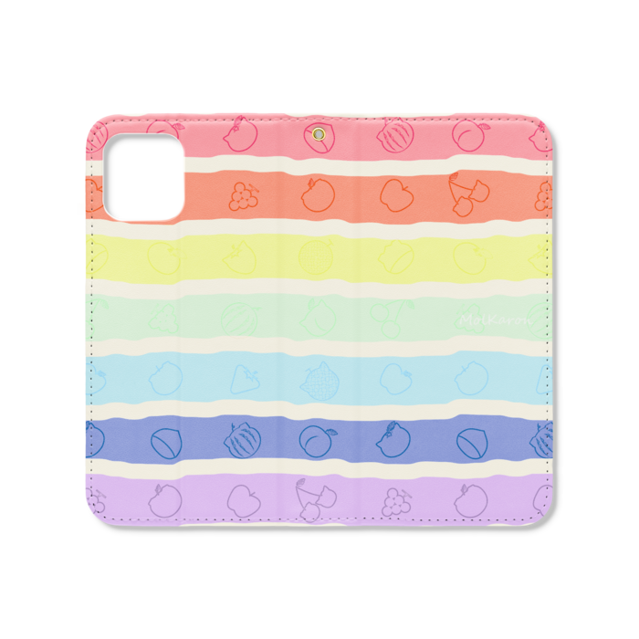 ｍｏｌｋａｒｏｎ フルーツ柄 チョコ柄 手帳型iphoneケース ベルトなし Molkaron Booth