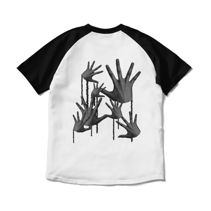 ラグランTシャツ - M - ホワイト×ブラック
