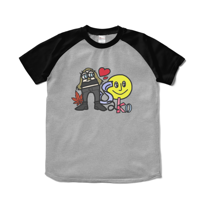ラグランTシャツ (type-A)- S - 杢グレー×ブラック