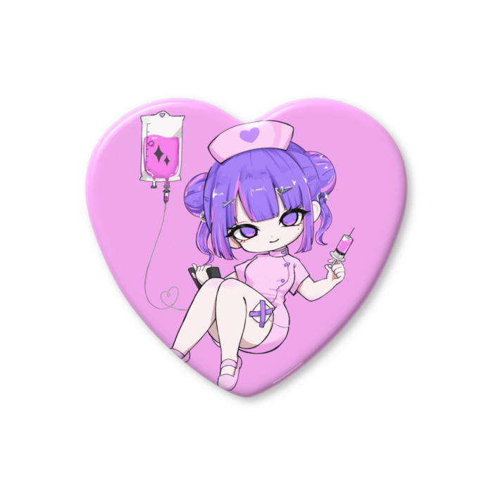 ハート缶バッジ - 57 × 52.5mm