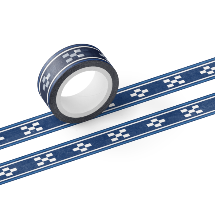 沖縄ミンサー柄マスキングテープ【青 15mm×5m】 - 沖縄デザイン