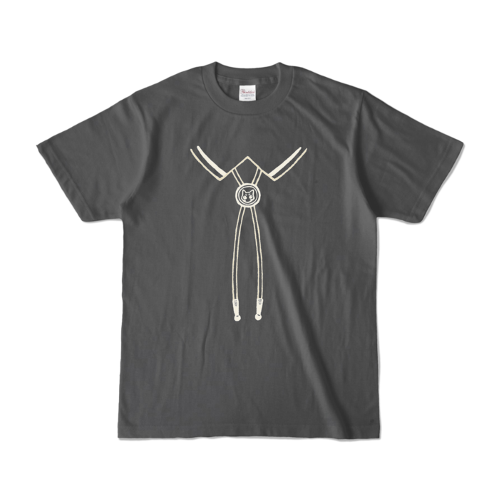 NEKO DAISUKI「NEKOのループタイ風」カラーTシャツ - S - チャコール (濃色)