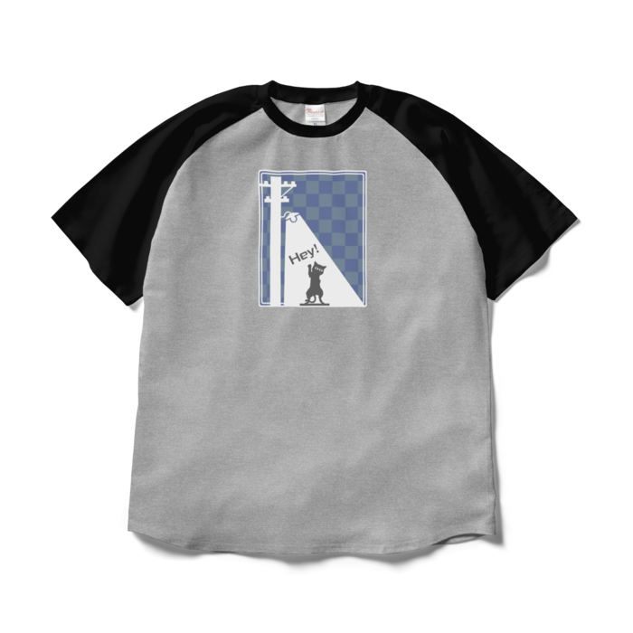 ラグランTシャツ - XL - 杢グレー×ブラック