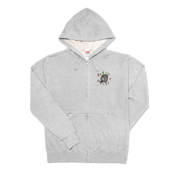 ジップパーカー - L - 杢グレー（ブラック）