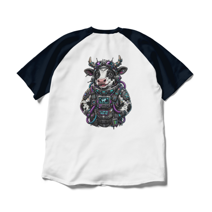 ラグランTシャツ - XL - ホワイト×ネイビー(1)