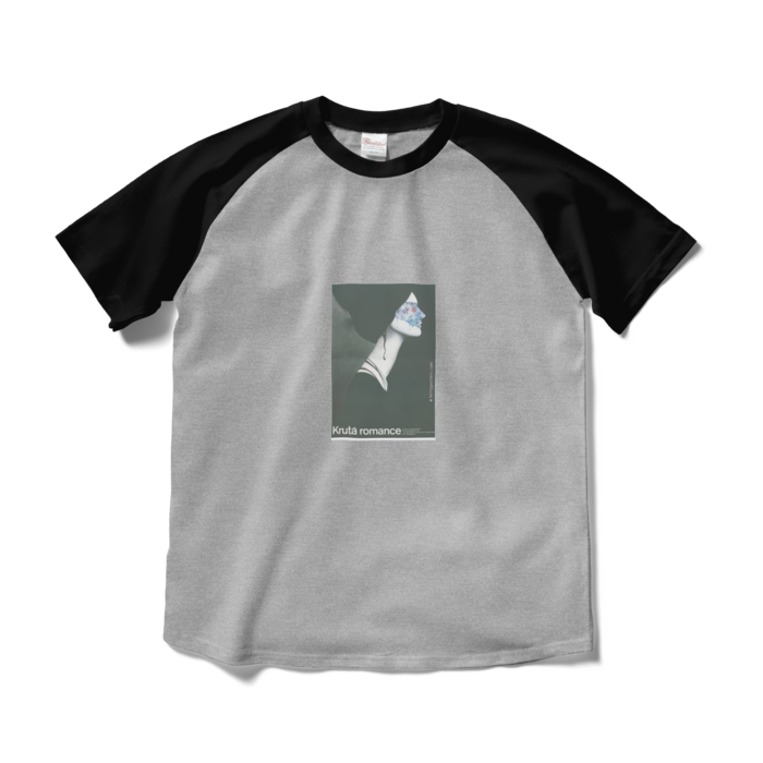 ラグランTシャツ - M - 杢グレー×ブラック