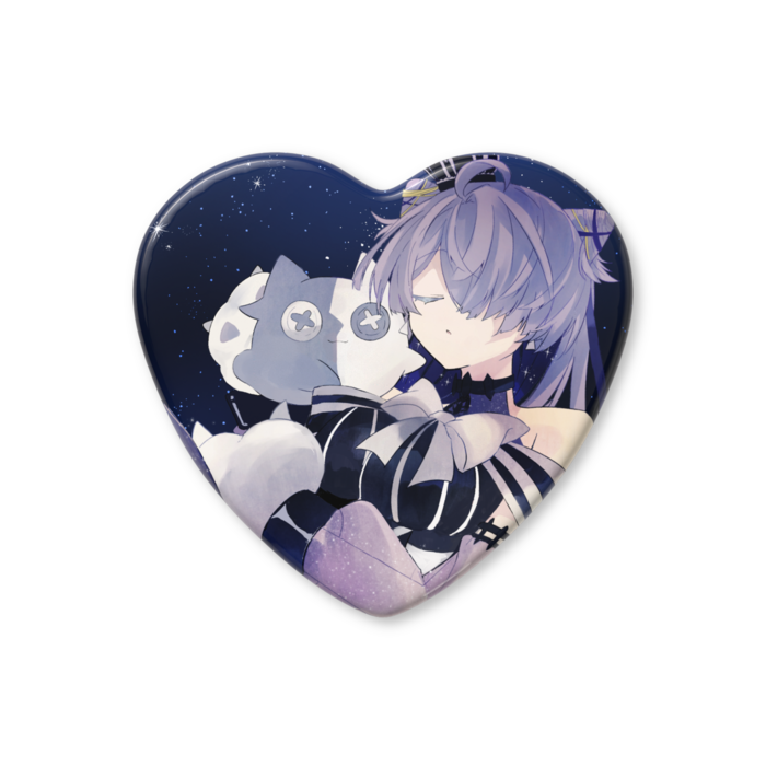 ハート缶バッジ - 52.5 × 57mm