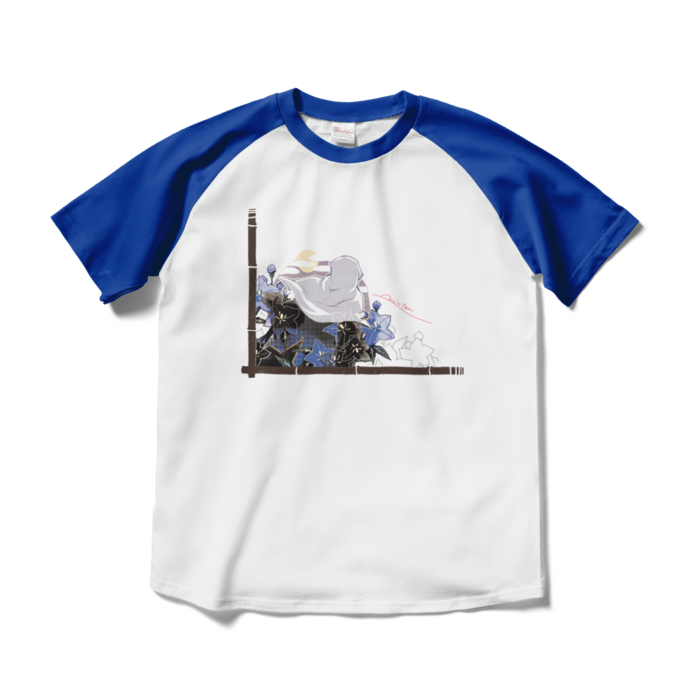 ラグランTシャツ - M - ホワイト×ロイヤルブルー(1)