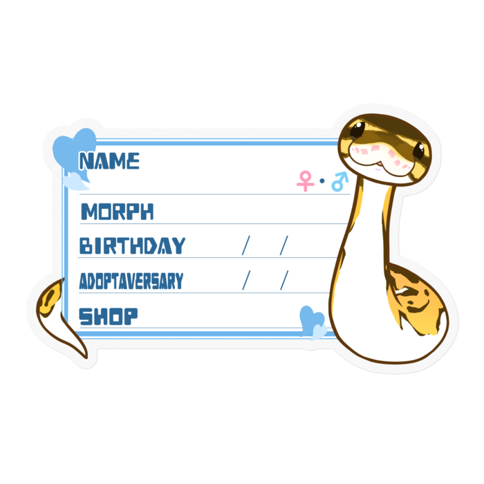 【🐍お名前ステッカー】ボールパイソン(パイボール) ‐ハート/ブルー(英語)