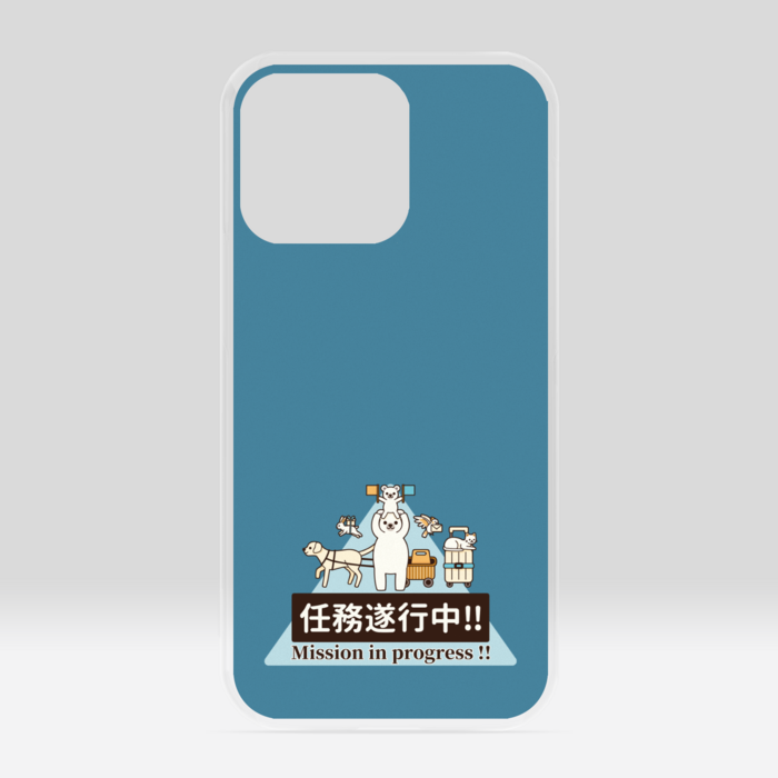 クリアiPhoneケース　くすみ青緑色　iPhone 13Pro