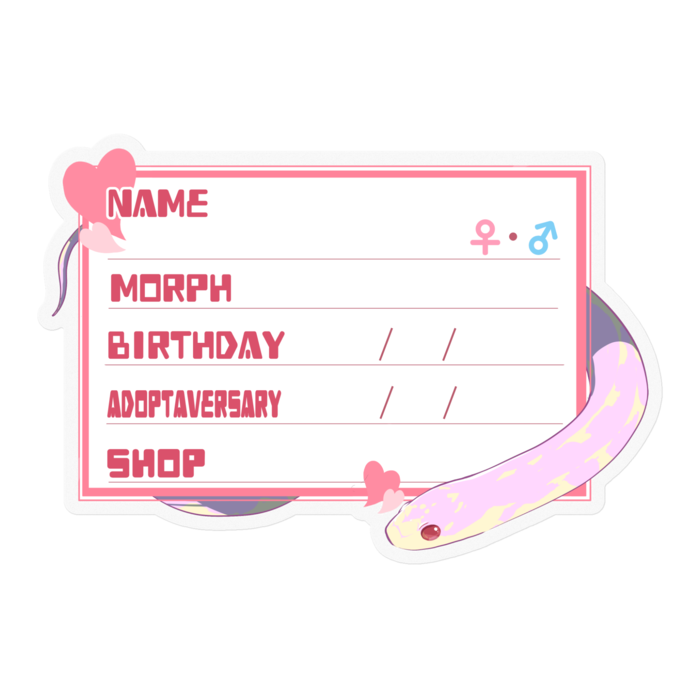 【🐍お名前ステッカー】カリキン(アルビノアベラント) ‐ ハート/ピンク(英語)