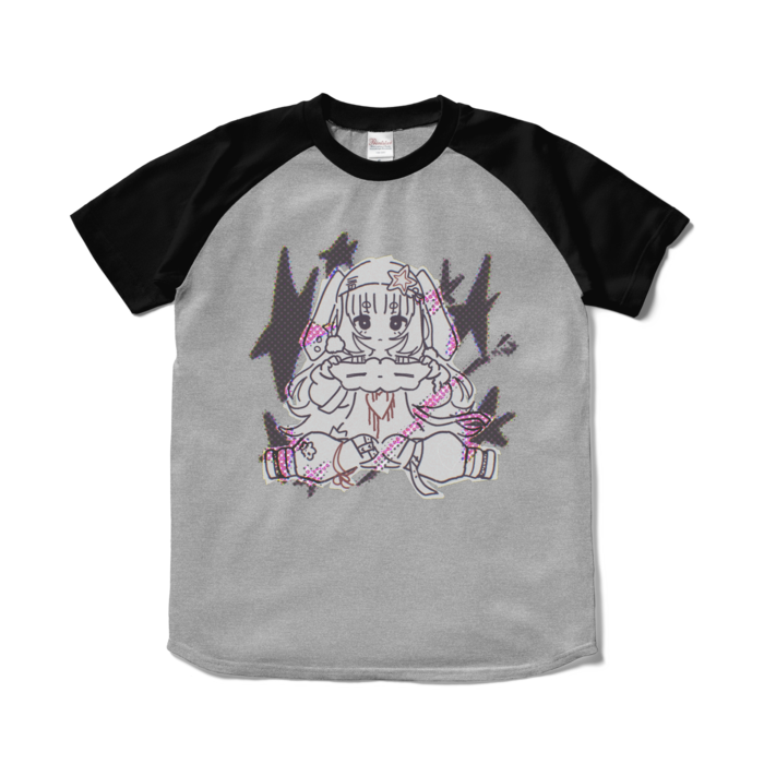 ラグランTシャツ - S - 杢グレー×ブラック