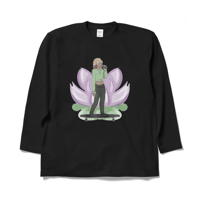 ロングスリーブTシャツ - XL - ブラック　背景付き
