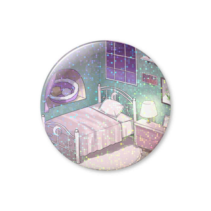 ホログラム缶バッジ お部屋(夜)- 76mm