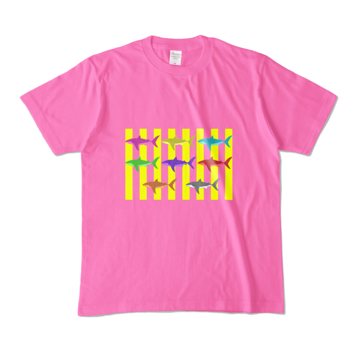 (イエロー)カラーTシャツ - M - ピンク (濃色)