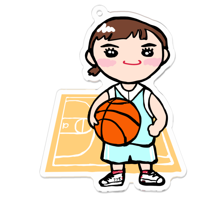 アクリルキーホルダー⑨大きめバスケ  - 70 x 70 (mm)(1)