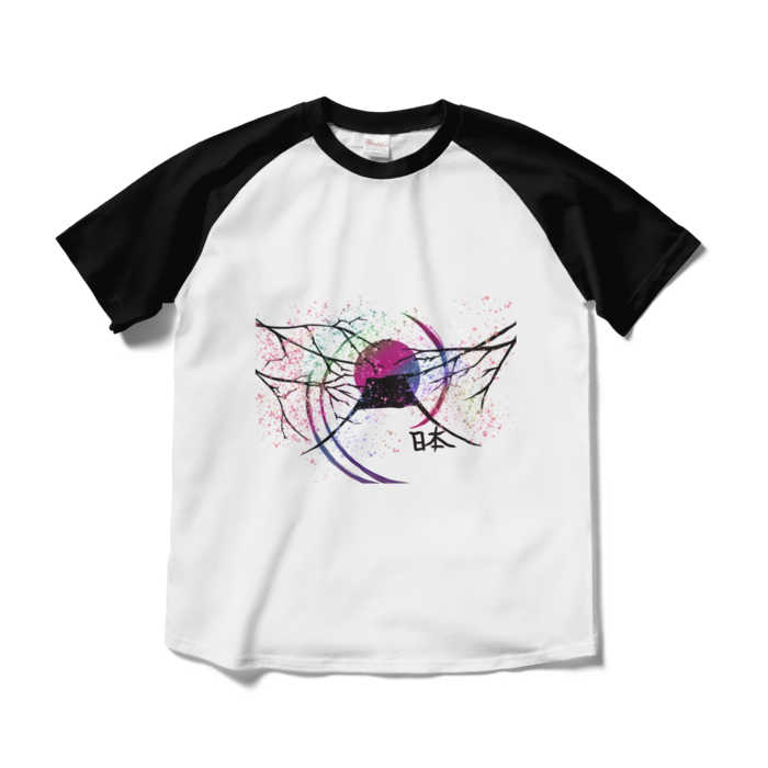 ラグランTシャツ - M - ホワイト×ブラック