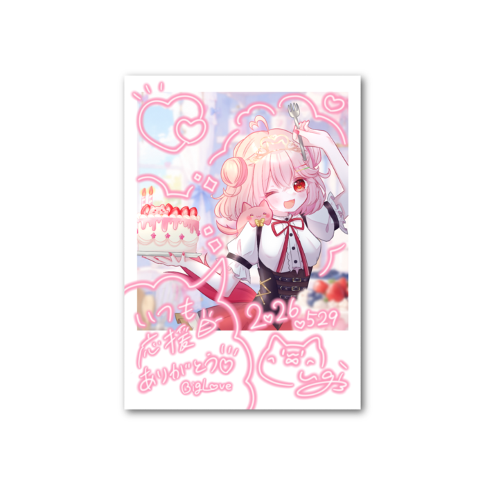こむぎっこ爆誕2026チェキ風カード-らくがきver