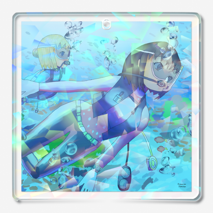 ホログラムアクリルキーホルダー - 50 × 50mm