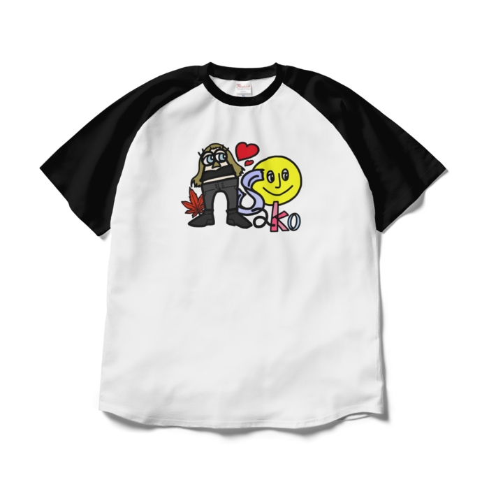 ラグランTシャツ(type-A) - XL - ホワイト×ブラック