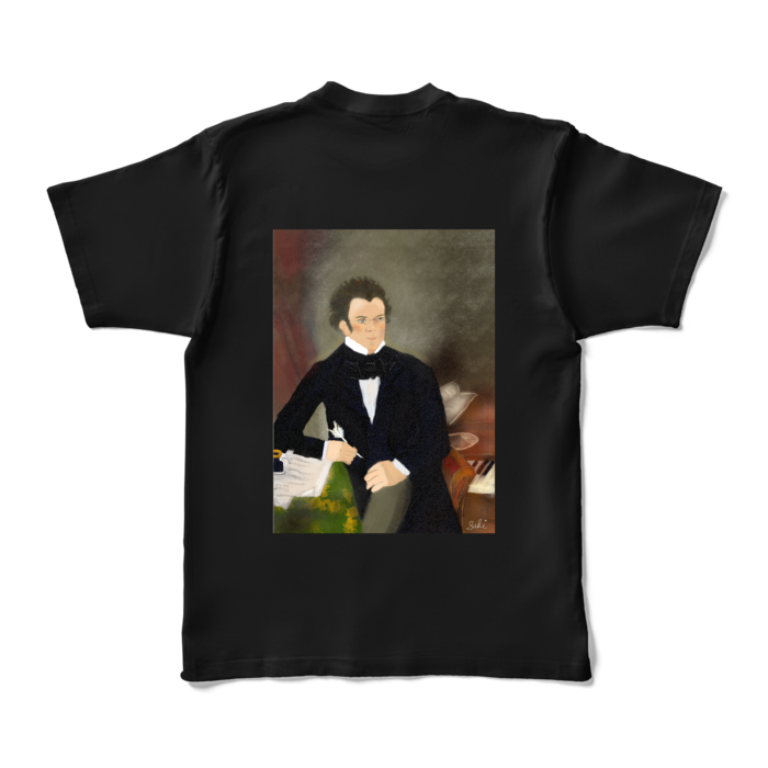 背面P カラーTシャツ - XL - ブラック (濃色)