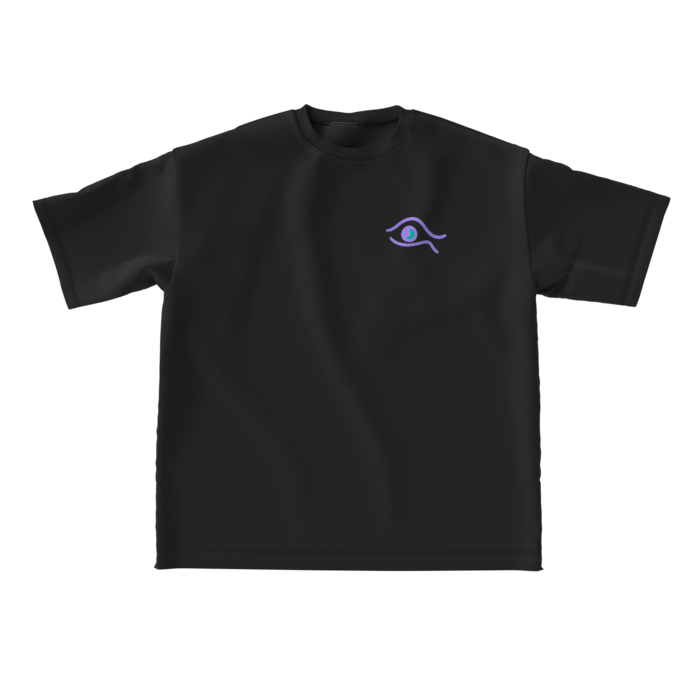 静寂の瞳 ビッグシルエットTシャツ ブラック タイプB - L - 正面