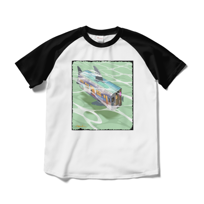 ラグランTシャツ - M - ホワイト×ブラック