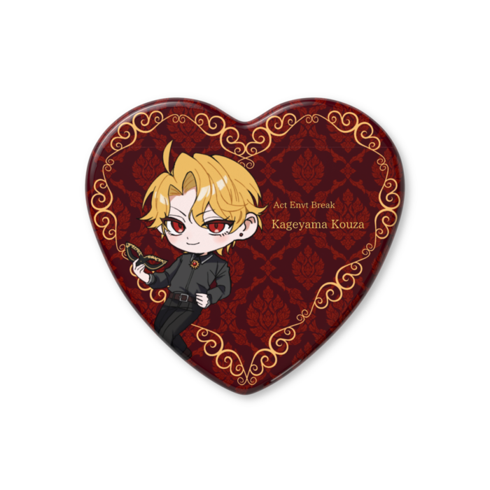 ハート缶バッジ - 57 × 52.5mm