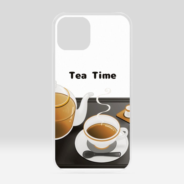 クリアiPhoneケース　紅茶×白背景　iPhone 13