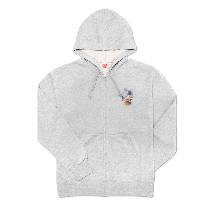 ジップパーカー - M - 左胸 - 杢グレー