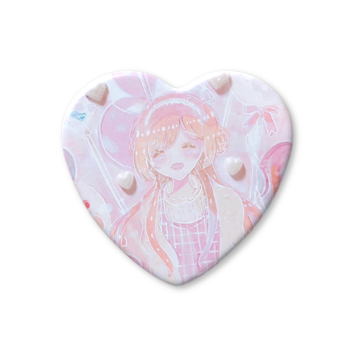 ハート缶バッジ - 57 × 52.5mm