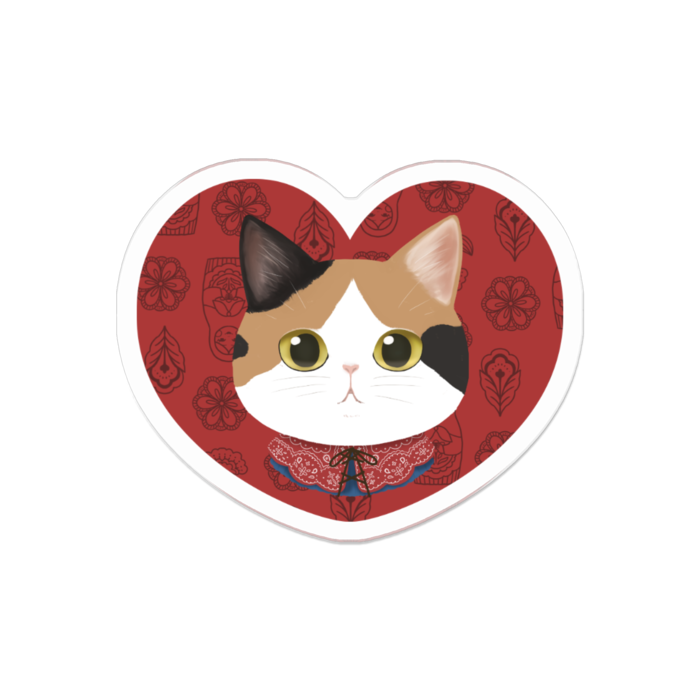 ani★mani ねこたちアクリルバッジ(ミケ) - 50 x 50 (mm)