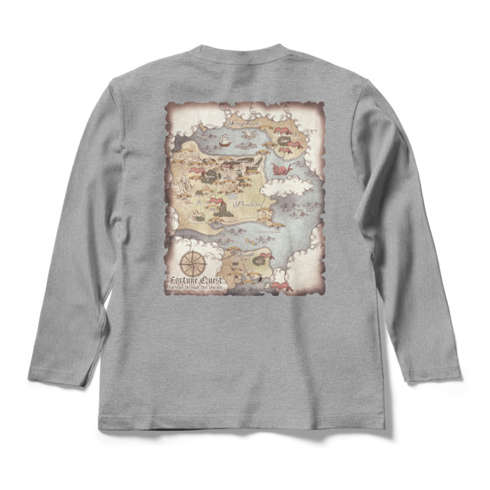 背面マップロングスリーブTシャツ - M - 杢グレー