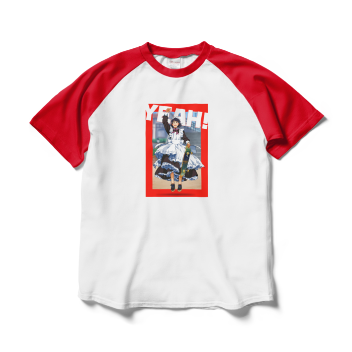 ラグランTシャツ - L - ホワイト×レッド