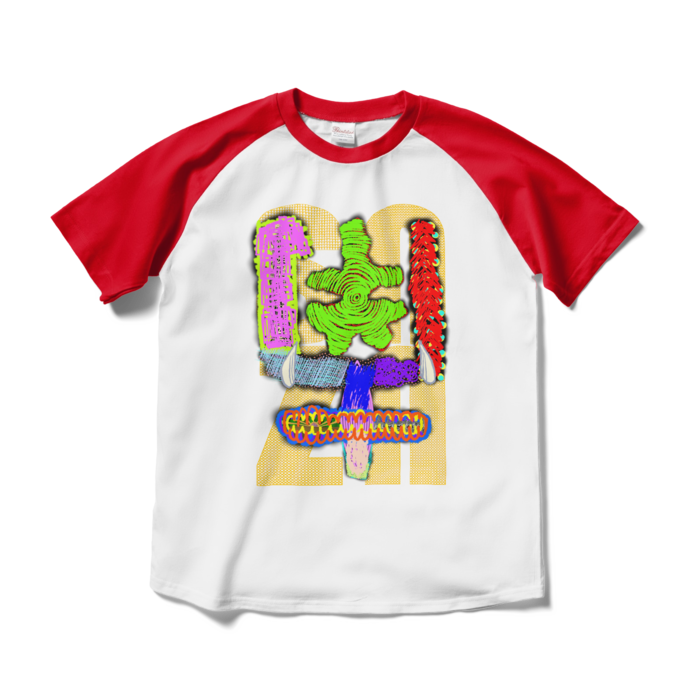 ラグランTシャツ - M - ホワイト×レッド