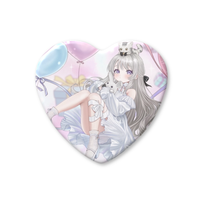 ハート缶バッジ - 57 × 52.5mm