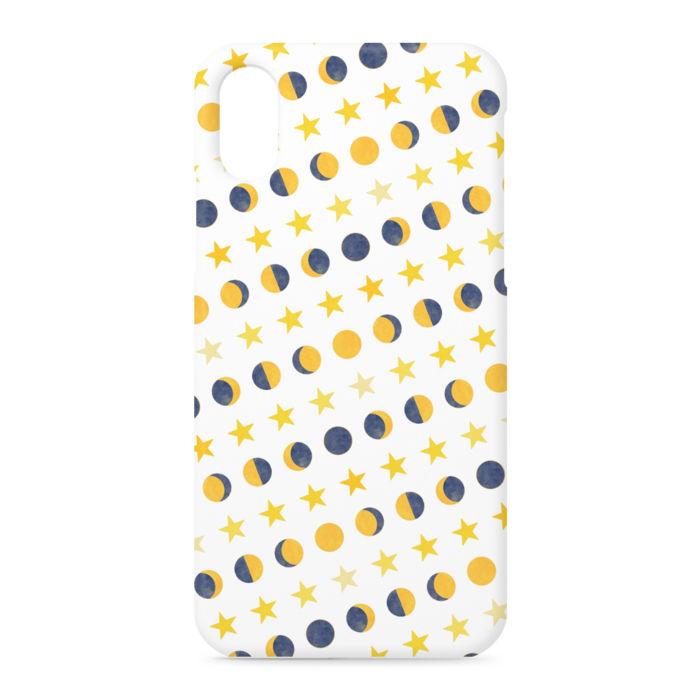 iPhoneケース・月と星・白:iPhone XS / X - 側面あり